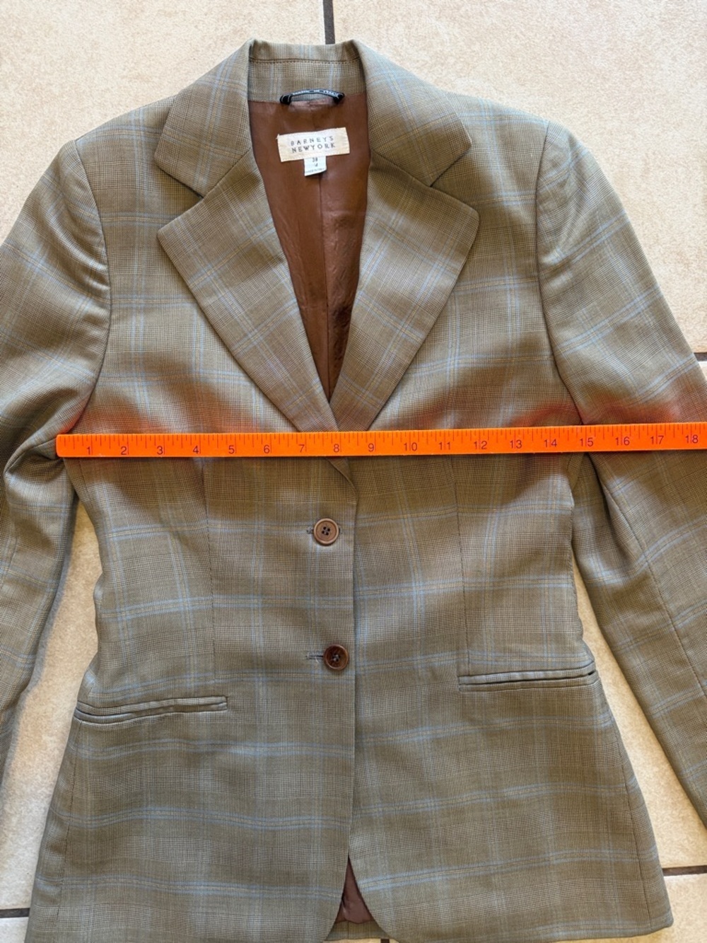 Barneys New York vintage Plaid 100% Wool Blazer - Picture 6 of 9